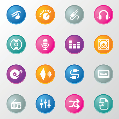 Music and Audio Circle Color Icons