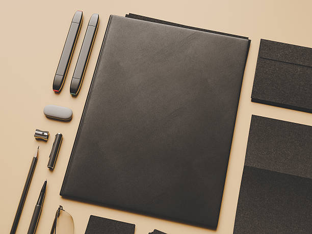 istock Top view office corporate mockup design. 3D illustration 622790528