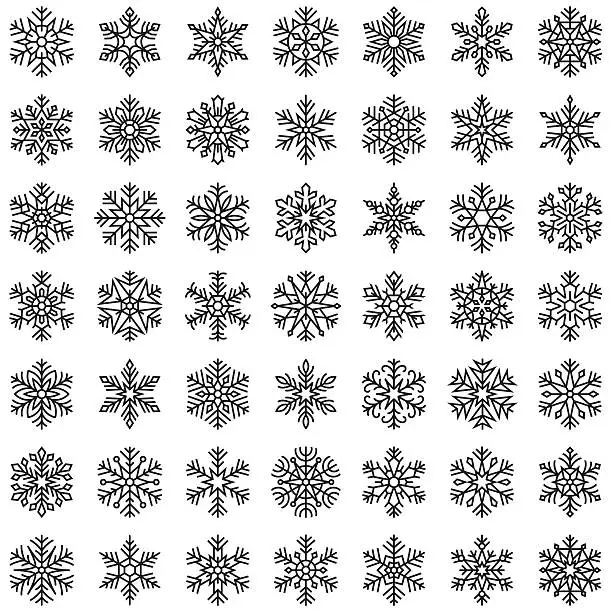 Vector illustration of Set of vector snowflakes