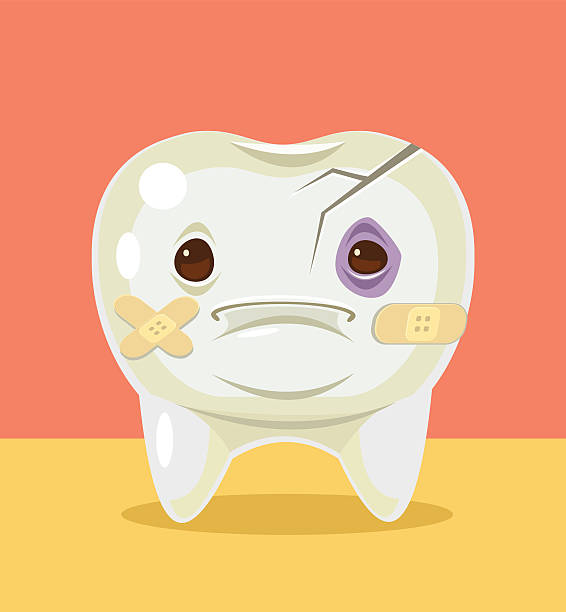 Sick Broken Tooth Character Vector Flat Cartoon Illustration Stock  Illustration - Download Image Now - iStock