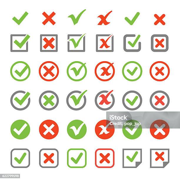 Check Mark Icon Set Stock Illustration - Download Image Now - Yes - Single Word, Check Mark, Box - Container