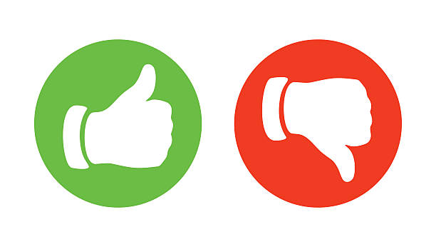 bildbanksillustrationer, clip art samt tecknat material och ikoner med thump up and thump down hands - vector illustration - negativ känsla