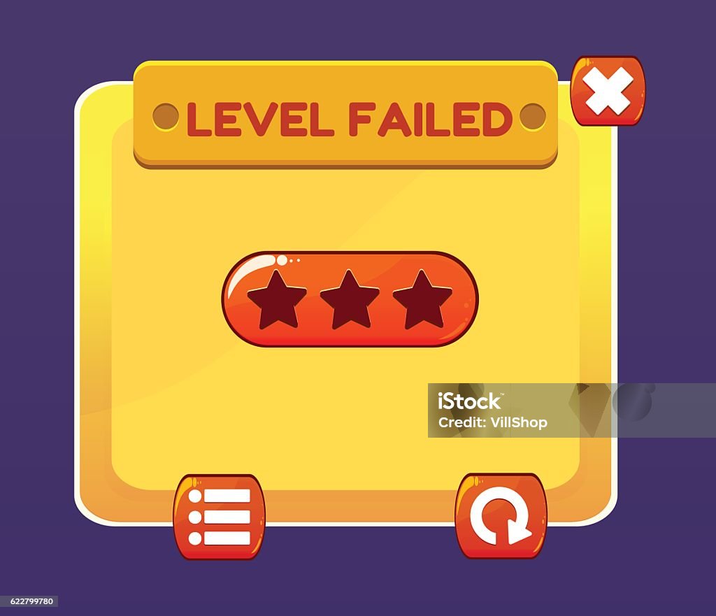 Game Ui Interface Design Level Failed Screen Stock Illustration ...