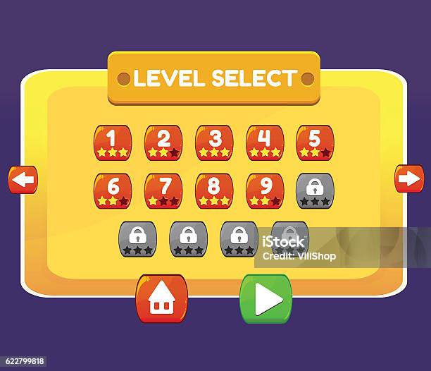 Level Select Game Menu Interface Panels Ui Buttons Stock Illustration ...