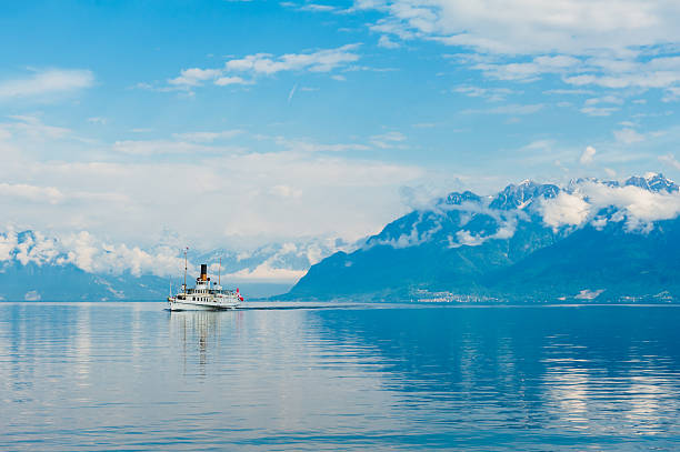 Steam boat with swiss flag