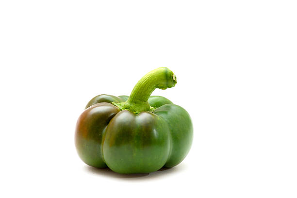 Closeup of a green pepper isolated on white background