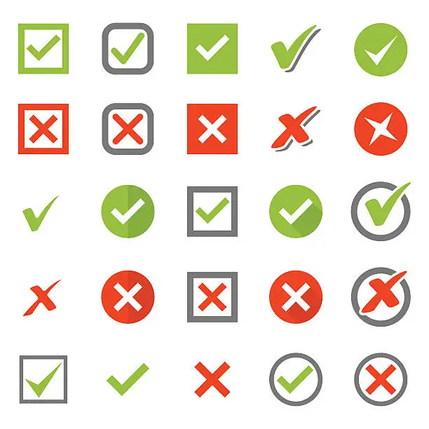 Vector illustration of Check Mark Icon Set