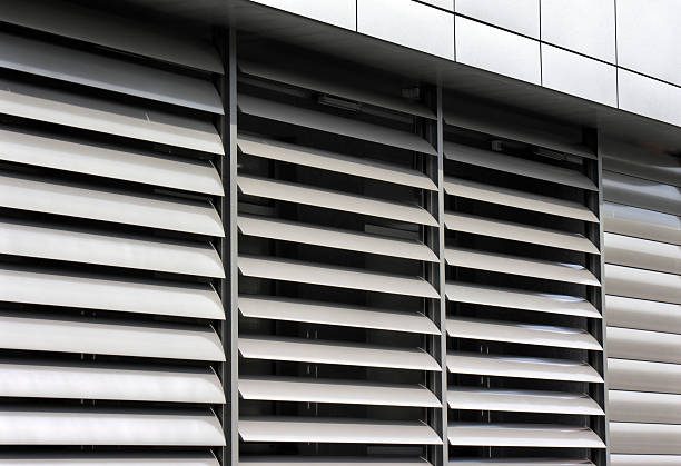 metallic  window shutter at the  office building stock photo