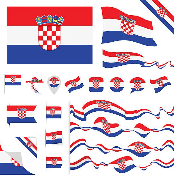 Vector illustration of Croatia Flag Set