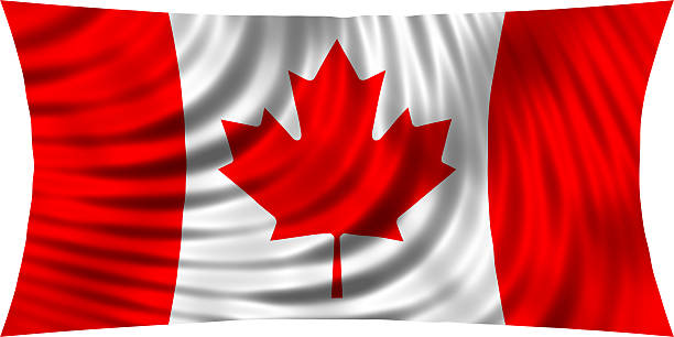 istock Flag of Canada waving in wind isolated on white 622803814