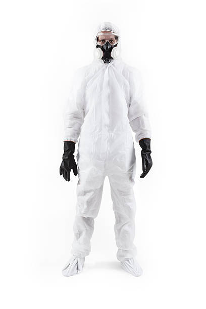 schutz- und arbeitskleidung - radiation protection suit toxic waste protective suit cleaning stock-fotos und bilder