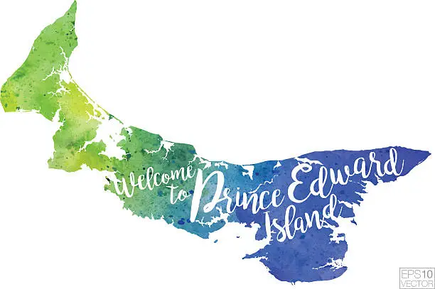 Vector illustration of Welcome to Prince Edward Island Vector Watercolor Map