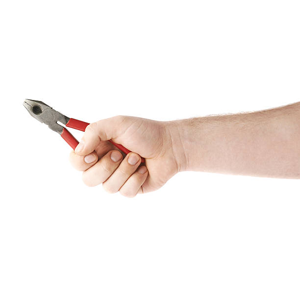 istock Hand holding a plier tool, composition isolated over the white 622806980