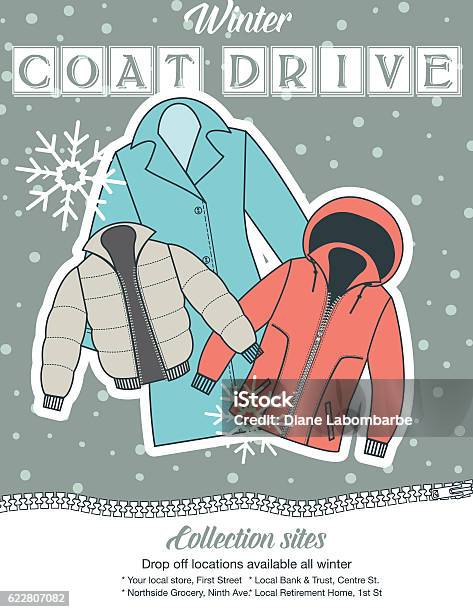 Winter Coat Drive Charity Poster Template Stock Illustration - Download Image Now - Charitable Donation, Charity and Relief Work, Coat - Garment