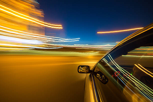 istock The car moves at the night. 622807692