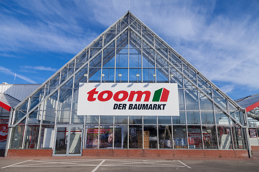 Burg, Germany - November 13, 2016: toom hardware store. toom is one of the largest German DIY retailer and part of the REWE Group.