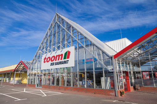 Burg, Germany - November 13, 2016: toom hardware store. toom is one of the largest German DIY retailer and part of the REWE Group.
