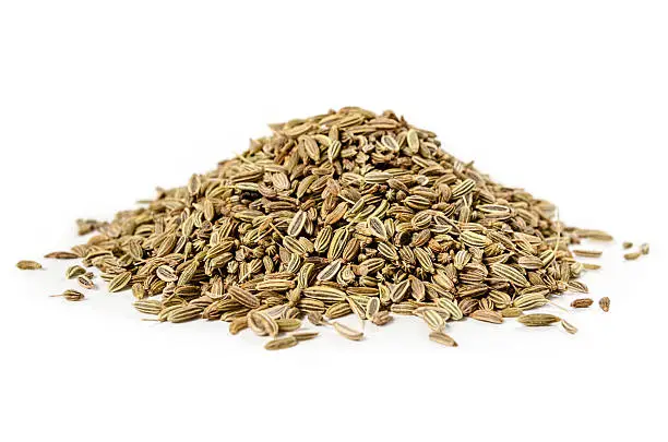Dried Fennel Seeds, isolated on white background