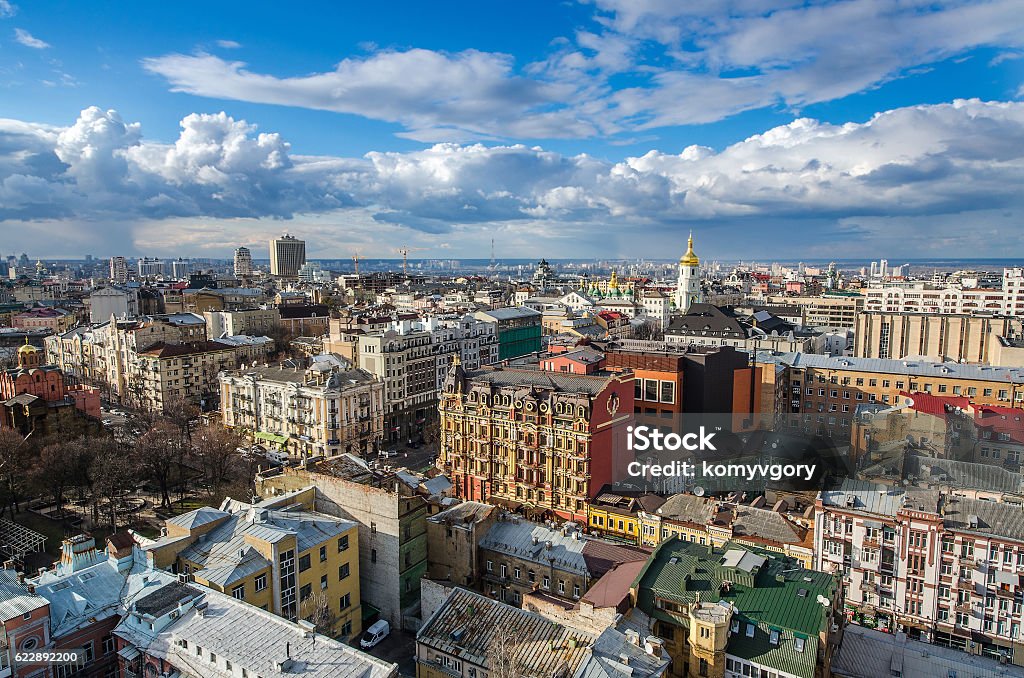 La ciudad de Kiev día, panorama de Kiev, Ucrania - Foto de stock de Kiev libre de derechos