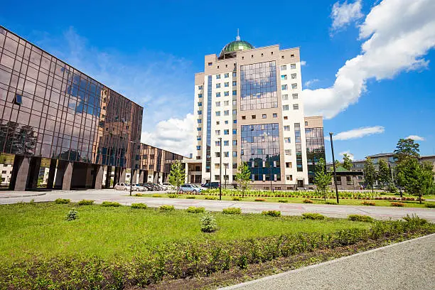 Novosibirsk State University new building. NSU is among the most famous universities in Russia. The university is located near the city of Novosibirsk, a cultural and industrial center of Siberia.