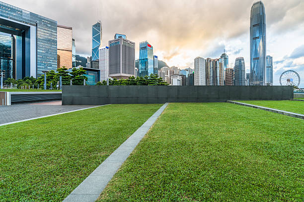 istock green lawn with modern architecture on background at daytime 622901876
