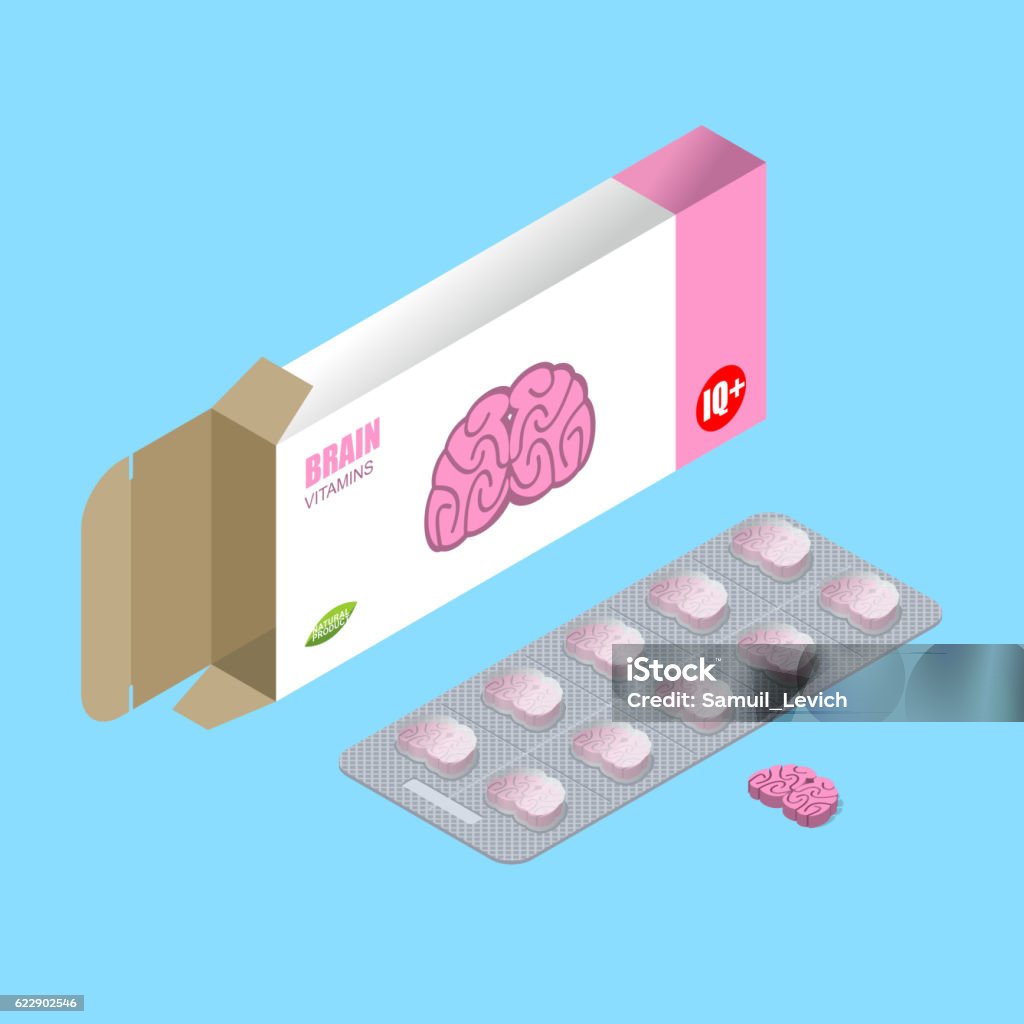 Altbrain Tablet Brains Pills In Pack Iq Vitamins Tablets In Box Stock Illustration ...