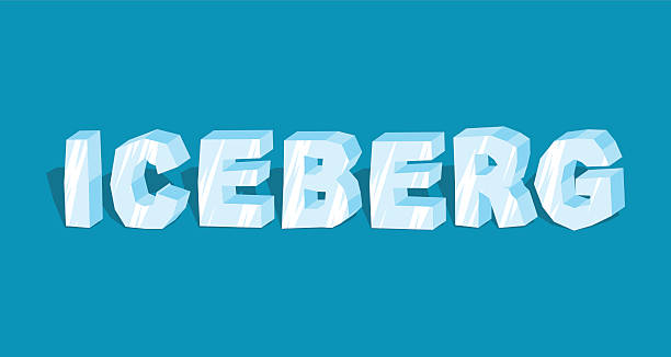 айсберг слово. ледяные письма. холодный lettring. прозрачный синий тай - mountain peak vector frost glacier stock illustrations