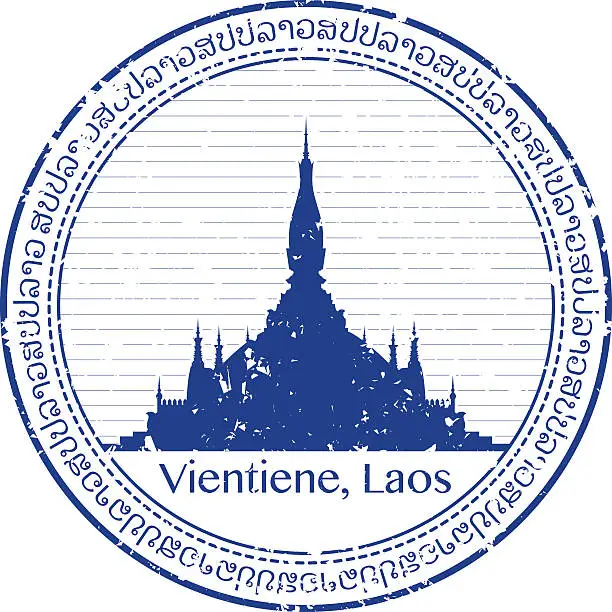 Vector illustration of Vientiene, Laos Stamp