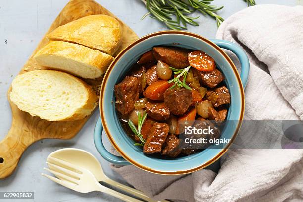 Traditional Beef Goulash Boeuf Bourguignostew Meat With Vegetables Stock Photo - Download Image Now