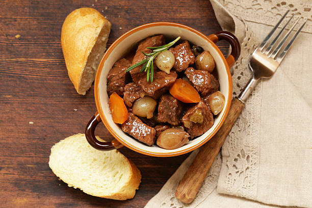 istock Traditional  beef goulash - Boeuf bourguigno. Stew meat with vegetables 622905934