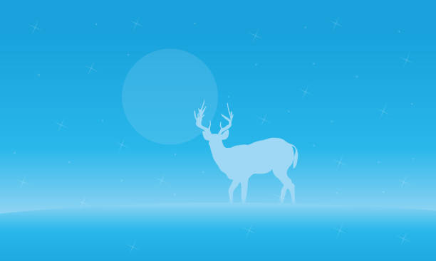istock Landscape deer with fog of silhouettes 622905962