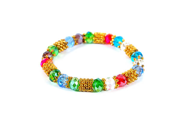 istock Colorful gems bracelet isolated on white background 622913068