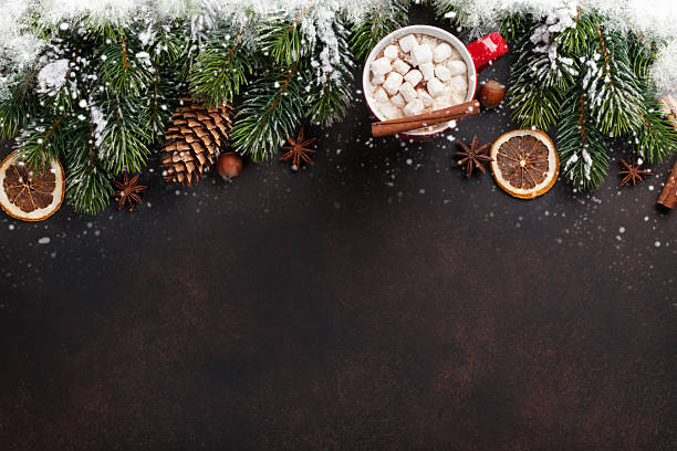 istock Christmas background with hot chocolate and marshmallow 622913504