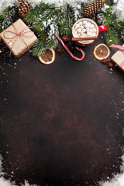 istock Christmas background with hot chocolate and marshmallow 622913590