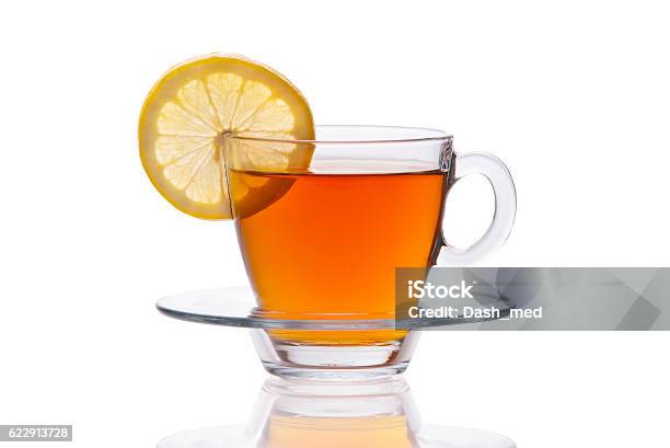 Tasse Tee Mit Zitronenscheibe Isoliert Auf Weißem Hintergrund Stockfoto und mehr Bilder von Aromatherapie