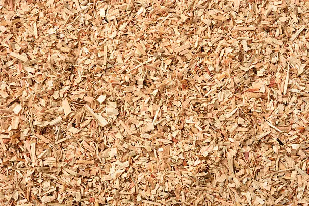 Photo of Overhead shot of wood chip texture background