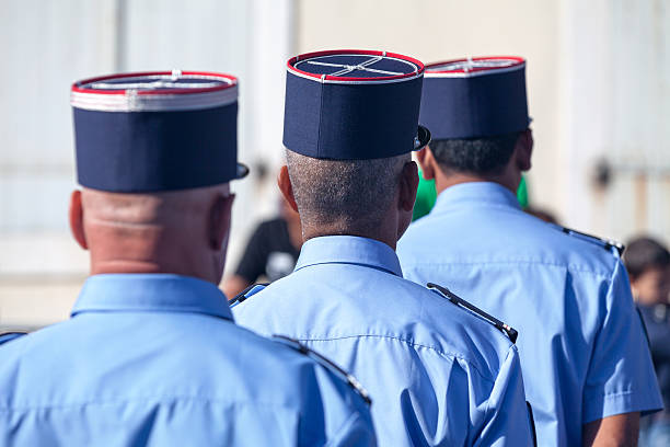 Paris, France - June 10, 2016: Hotel Matignon Republican Guards of honor during a welcome ceremony. Matignon is the official residence of the Prime Minister of France.