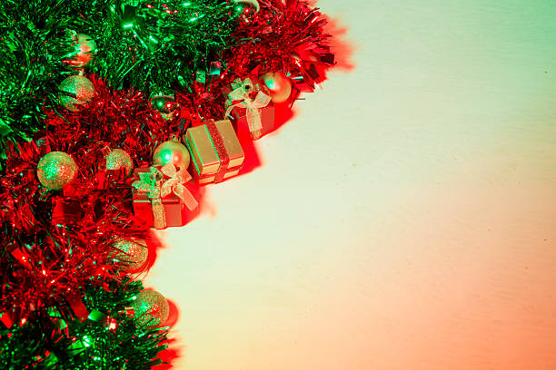 Christmas decorations on a table stock photo
