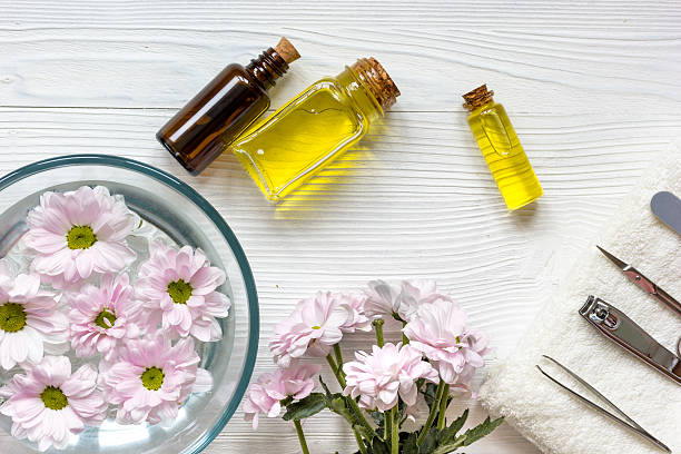 istock nail care and spa on wooden background top view 622918738