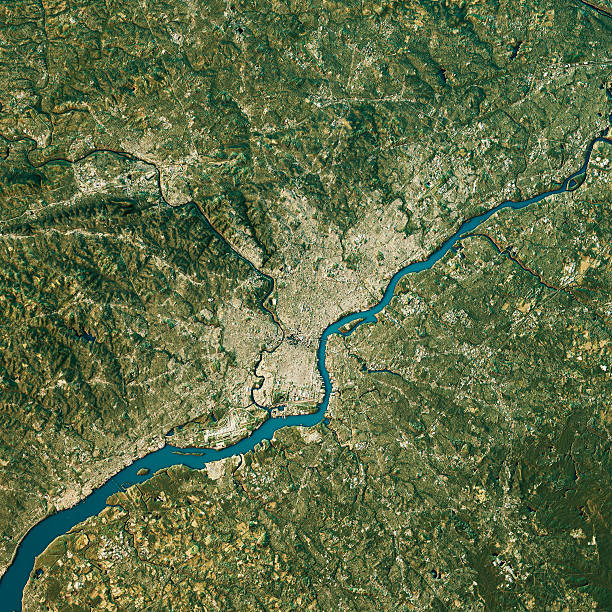 istock Philadelphia Topographic Map Natural Color Top View 622919494