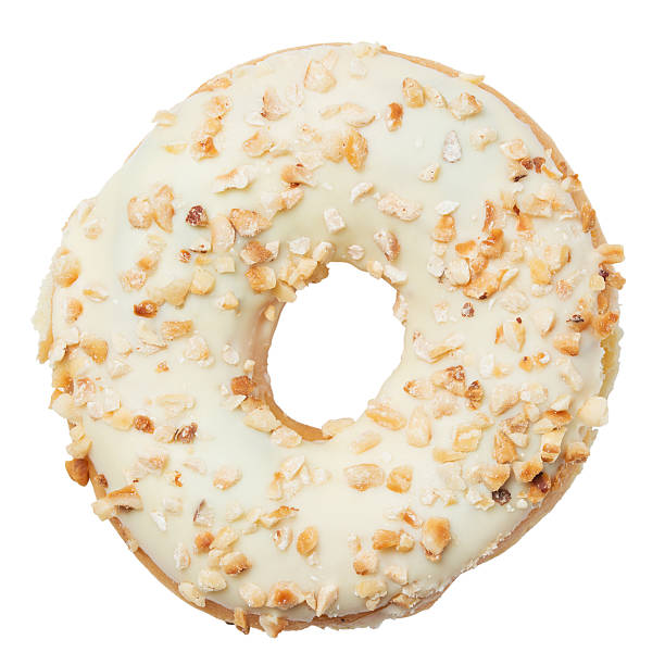 istock Donut with nuts and sugar powder isolated on white background 622920042