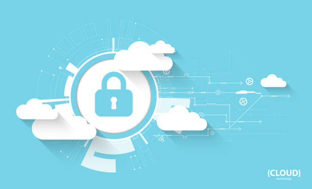 ilustrações de stock, clip art, desenhos animados e ícones de web cloud technology. protection concept. system privacy, vector illustration - security network security lock computer