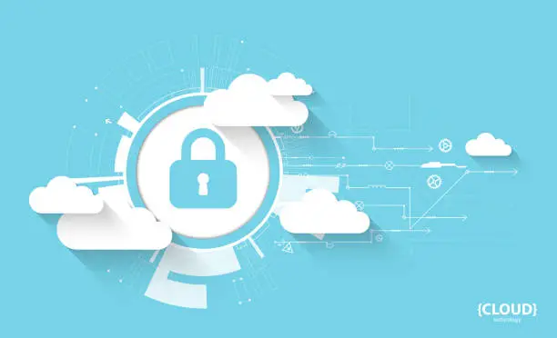 Vector illustration of Web cloud technology. Protection concept. System privacy, vector illustration