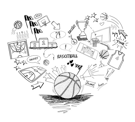 Hand drawn basketball doodle