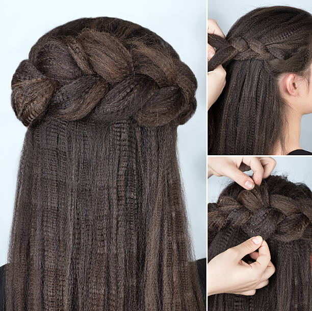 Fashionable Halfup Braid Hairstyle Tutorial Stock Photo - Download Image  Now - Hairstyle, Braided Hair, Crown - Headwear - iStock