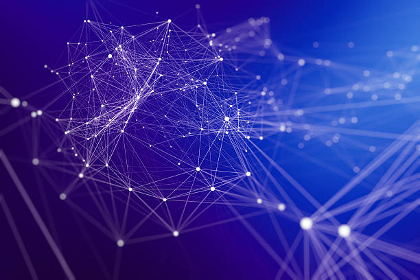 istock Web of dots connected by lines against a colourful background 622925878