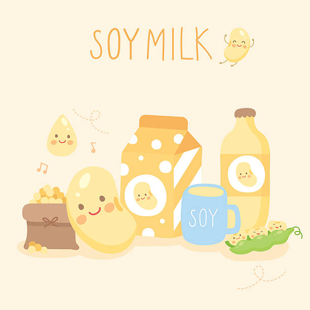 установить вырезать сое молоко - soybean merchandise soy milk milk stock illustrations