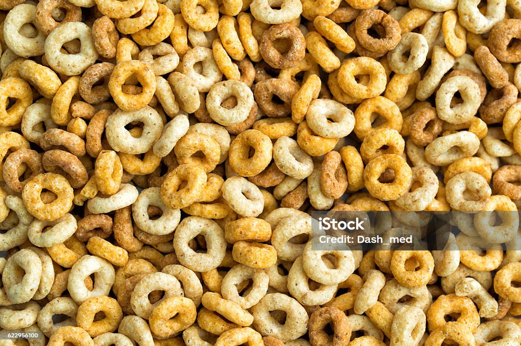Multigrain cereals in a form of rings, close-up, food background Multigrain cereals in a form of rings different colors, close-up, food background Breakfast Cereal Stock Photo