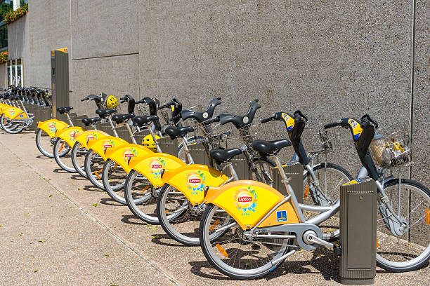 브리즈번의 시티사이클 프로그램에서 자전거 - travel hire bicycle australia 뉴스 사진 이미지