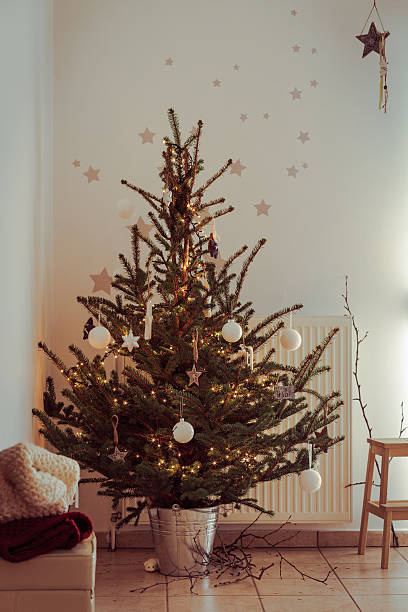 istock Natural christmas tree with decoration at home 622967220